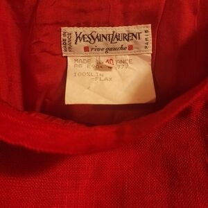 yves saint laurent, linen, red, pencil skirt